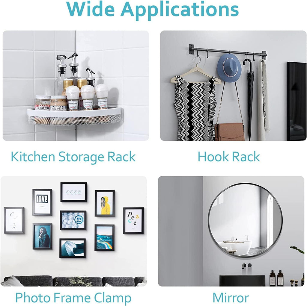 Wall Hooks, Adhesive Wall Screws Hanging Nails, No-Drilling Waterproof Screw Free Stickers for Hanging, Heavy-Duty Adhesive Wall Mount Screw Hooks for Kitchen Bathroom Bedroom Living Room 20 Pcs