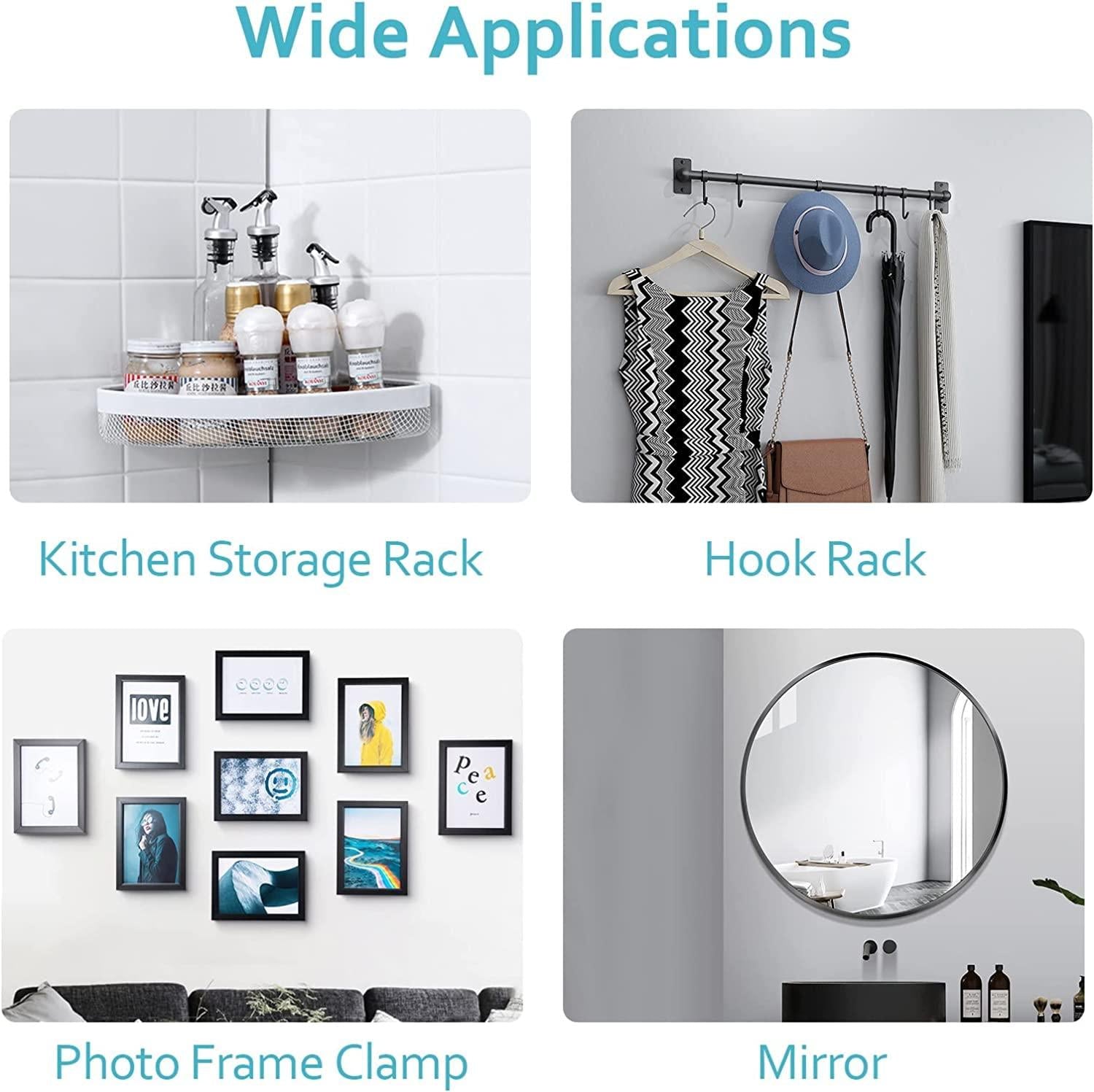 Wall Hooks, Adhesive Wall Screws Hanging Nails, No-Drilling Waterproof Screw Free Stickers for Hanging, Heavy-Duty Adhesive Wall Mount Screw Hooks for Kitchen Bathroom Bedroom Living Room 20 Pcs